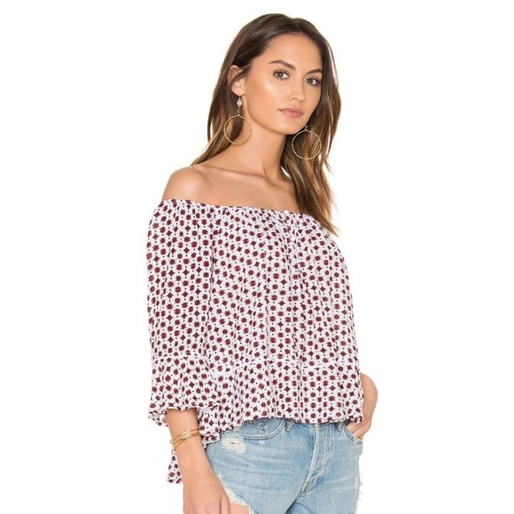 Poupette St Barth Eva Blouse in Blue Planet Print - Picture 2 of 7